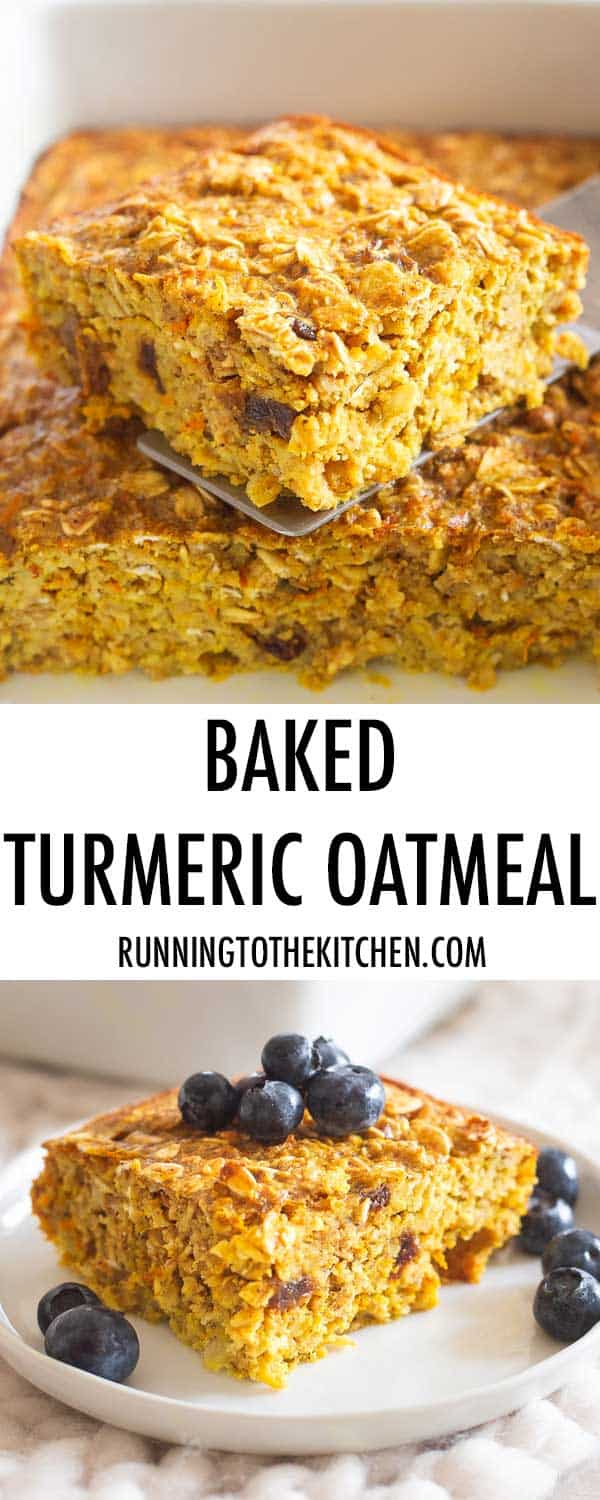 Baked Turmeric Oatmeal is the perfect make ahead breakfast packed with nutritious ingredients and super customizable!