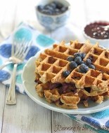Oatmeal Blueberry Waffles with Blueberry Fruit Sauce
