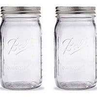 Ball Quart Jar with Silver Lid, Wide Mouth, Set of 2