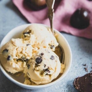 Bailey's ice cream with chocolate chips in a bowl.