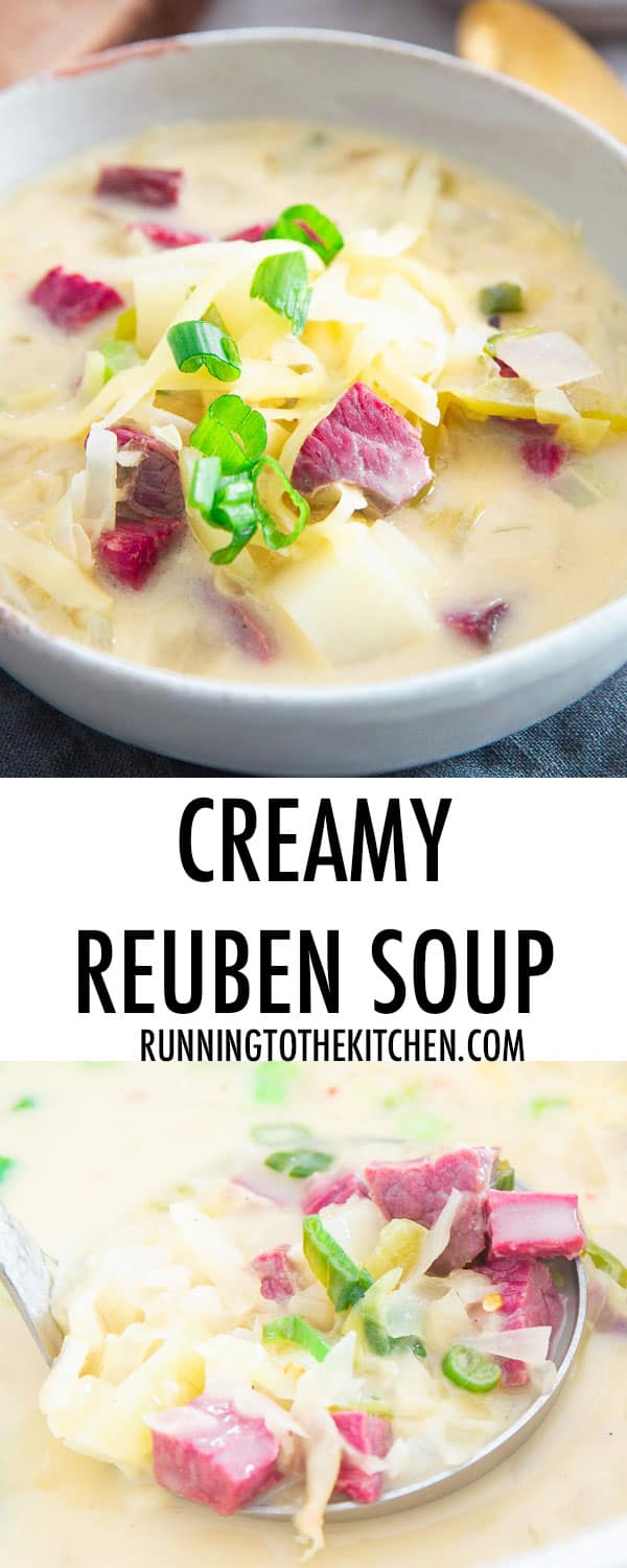 This simple stove top Reuben soup recipe will satisfy that corned beef craving in a creamy delicious way!