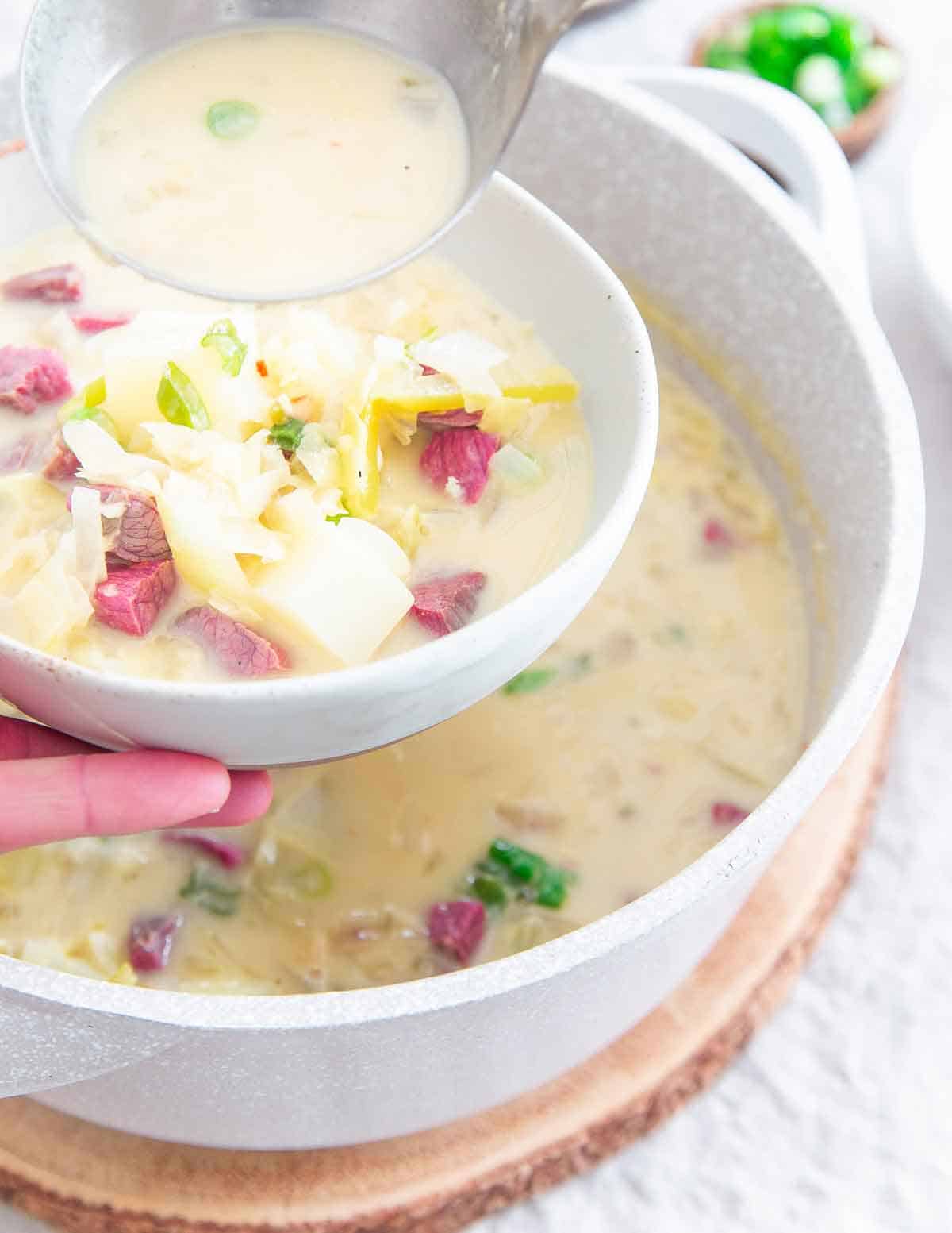 This Reuben soup is a hearty, creamy and comforting easy recipe that tastes just like the classic sandwich.