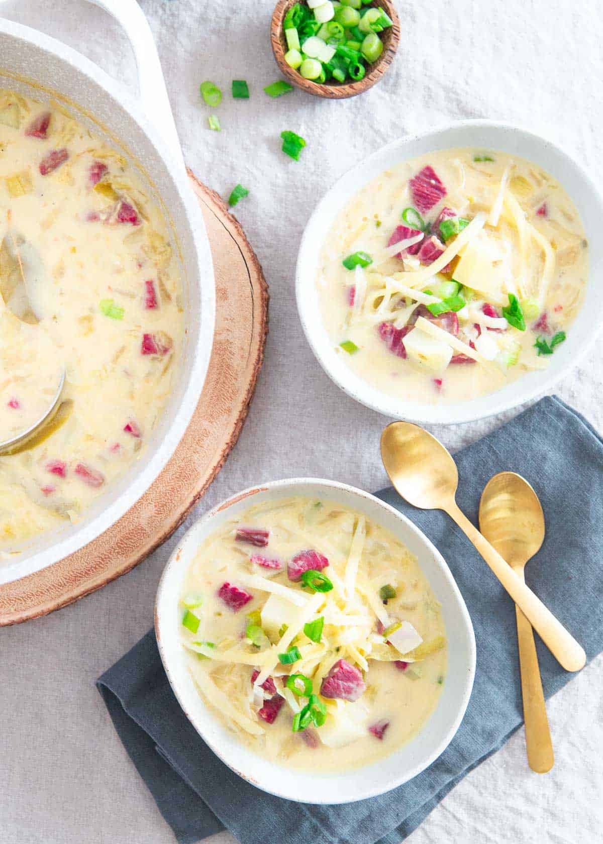 If you love a Reuben sandwich you'll love this creamy soup made with corned beef, sauerkraut and Swiss cheese.