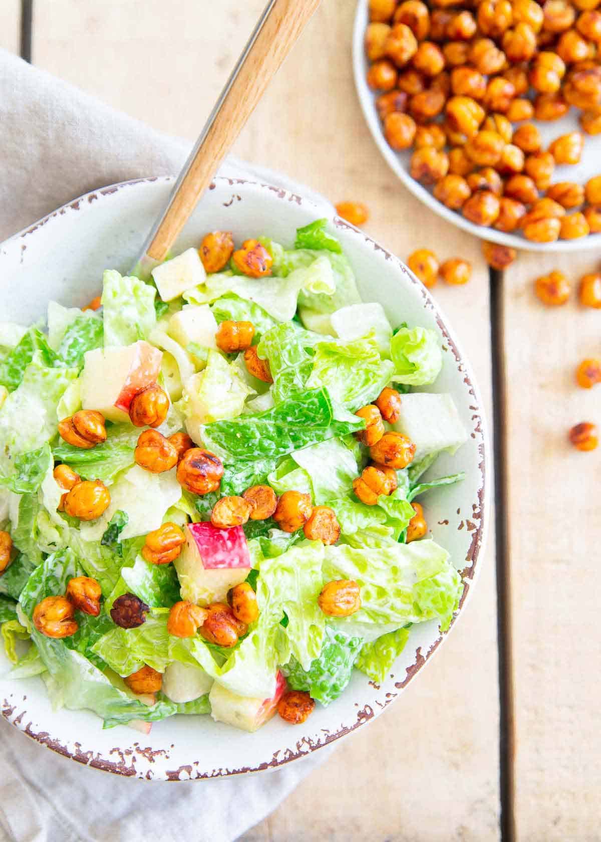 Try adding crunchy BBQ roasted chickpeas to your salad for a pop of flavor and texture in each bite.