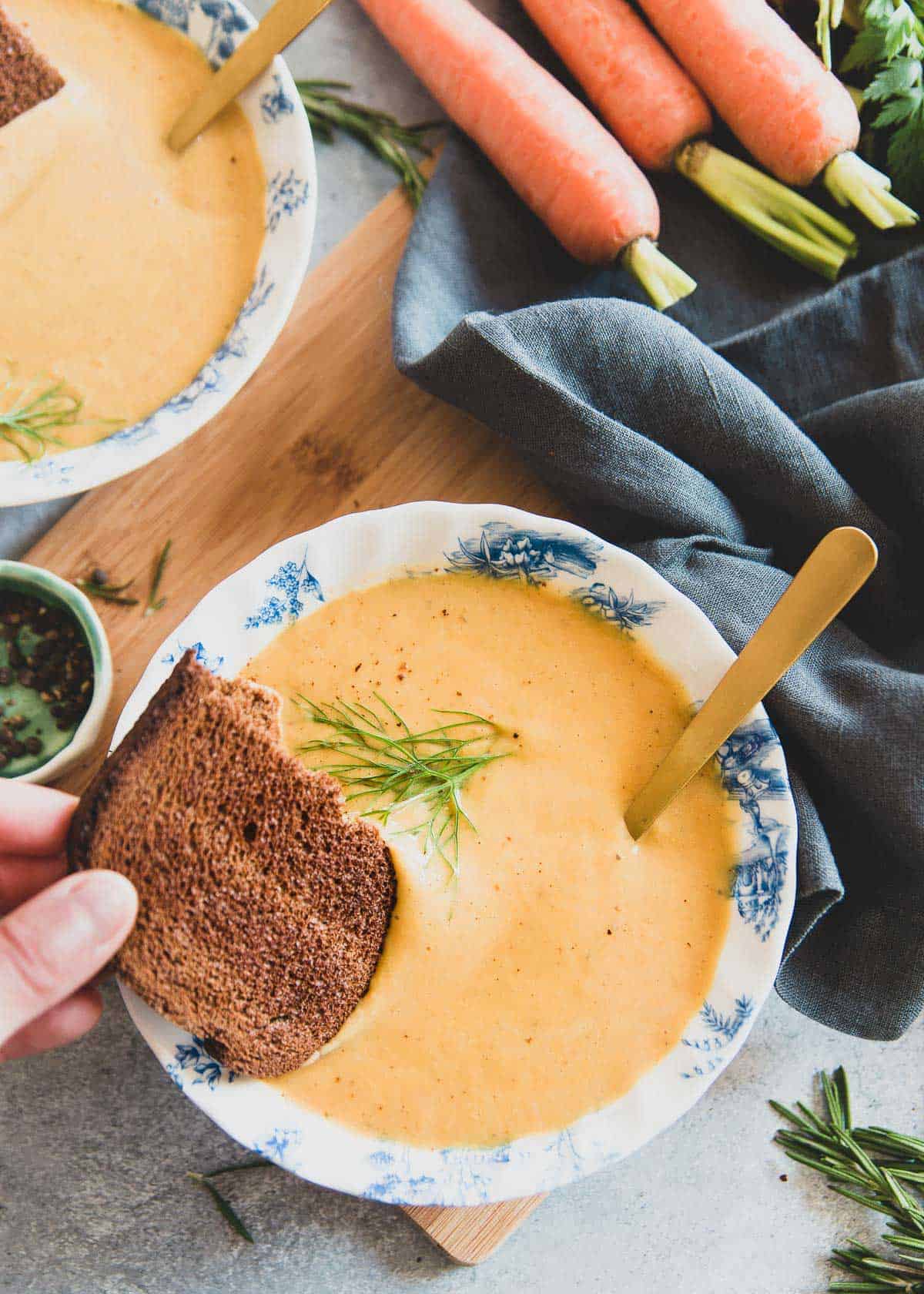 Carrots, fennel and white beans make this a creamy and hearty vegetarian spring soup.