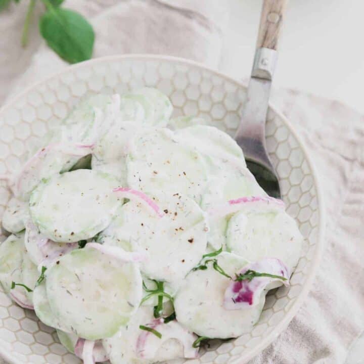 Creamy Cucumber Salad with Pickled Red Onions