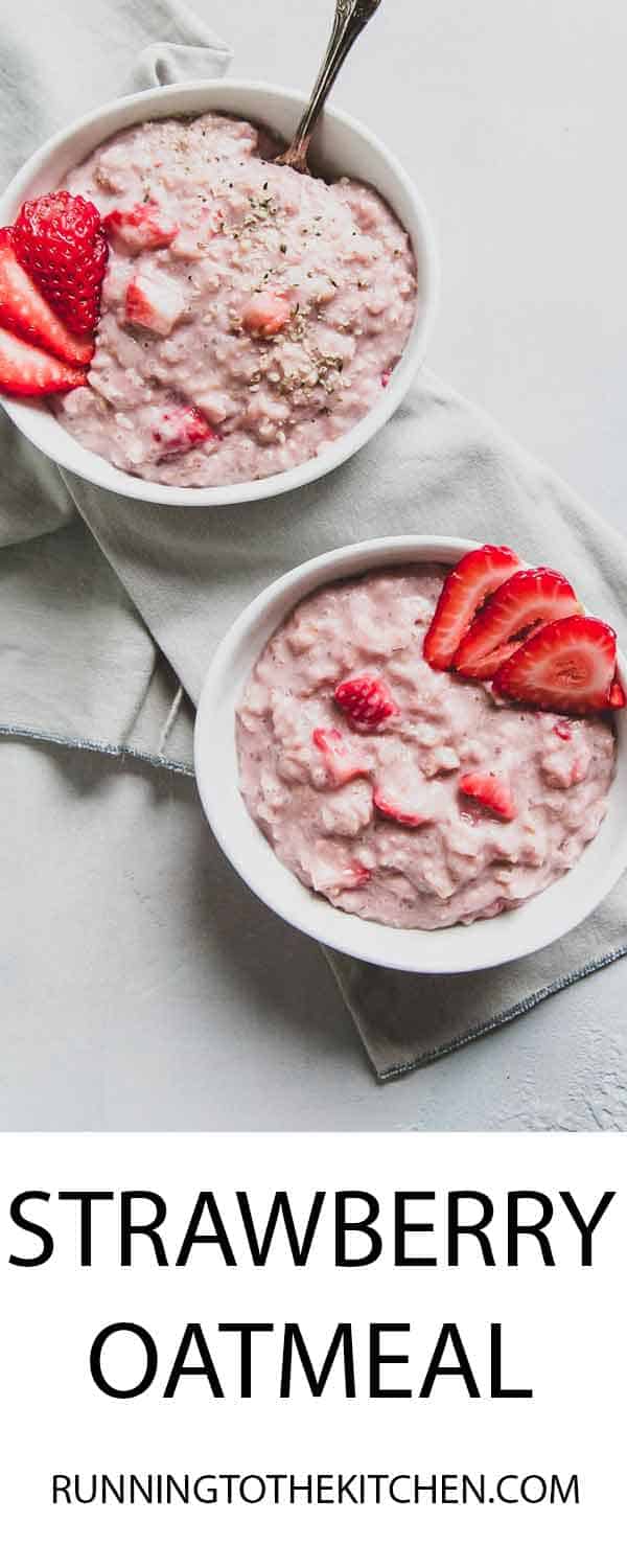 Easy strawberry oatmeal using fresh strawberries and a handful of simple ingredients comes together in minutes on the stove-top and is the perfect blank slate for all your favorite toppings.