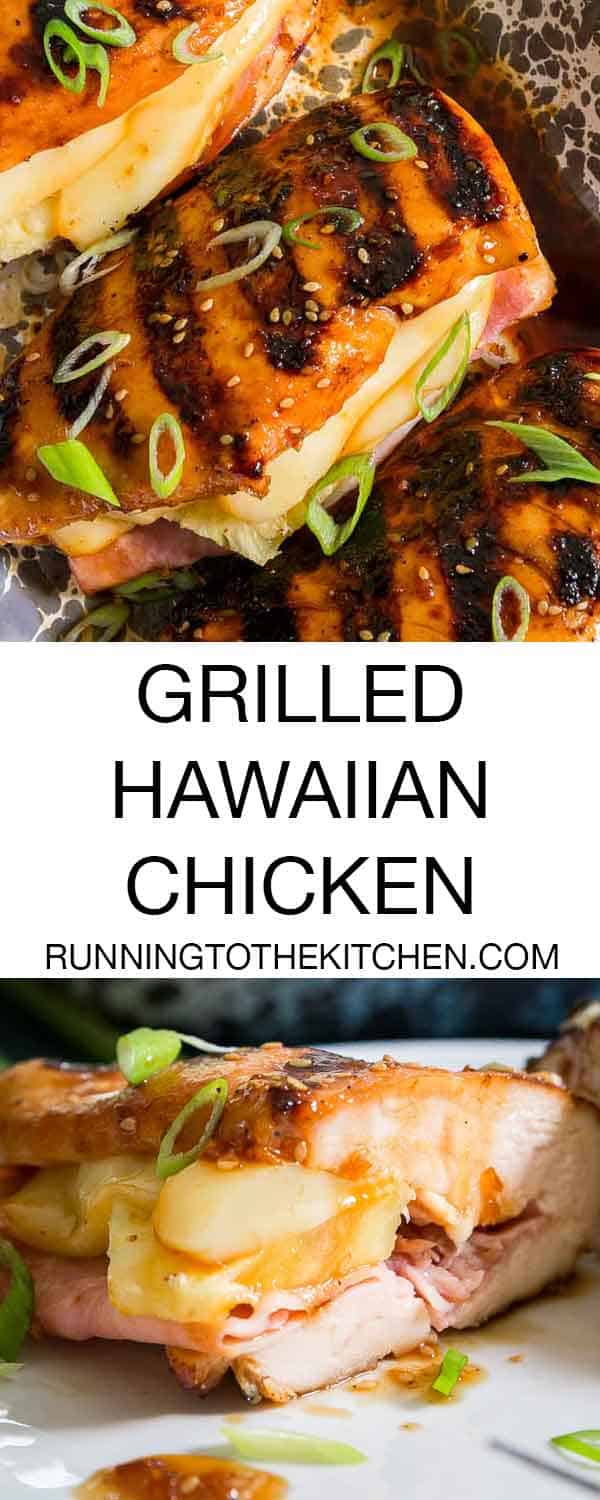 Stuffed Hawaiian BBQ chicken with sweet teriyaki glaze, pineapple, cheese and ham.