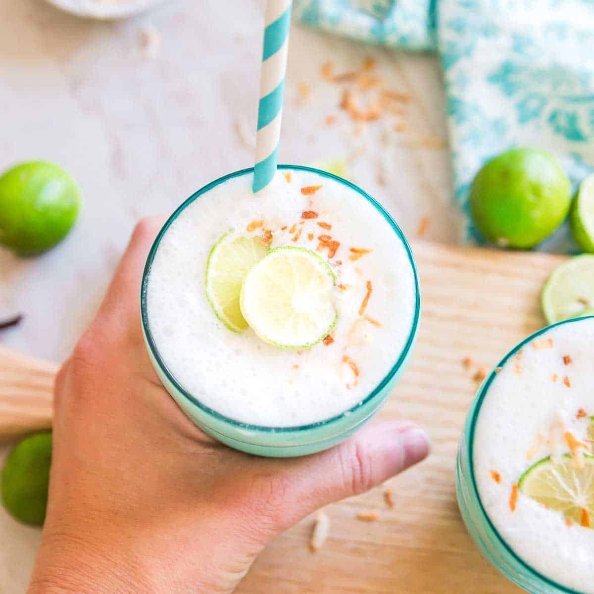 Key limes and coconut come together in this easy smoothie recipe for a delicious summer drink.