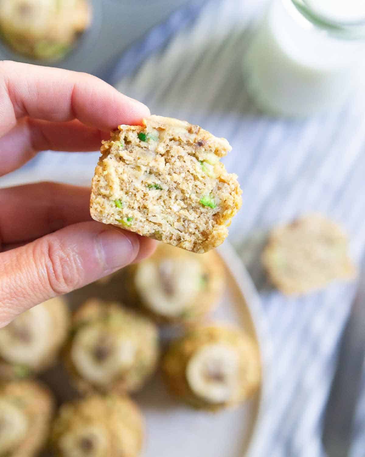 Made with oat and whole wheat flour, banana zucchini muffins are a healthier snack option.