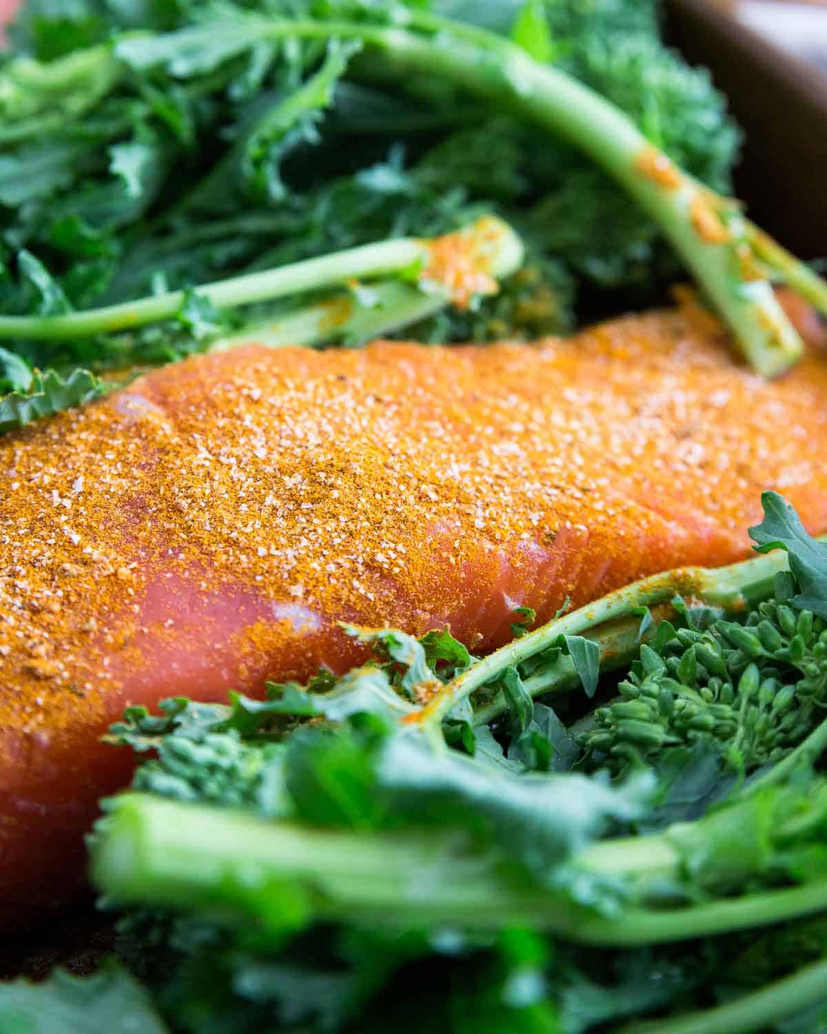 This easy turmeric based spice rub is perfect on wild salmon for a quick, easy and healthy dinner.