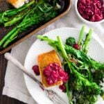 cinnamon turmeric sheet pan salmon with cherry sauce
