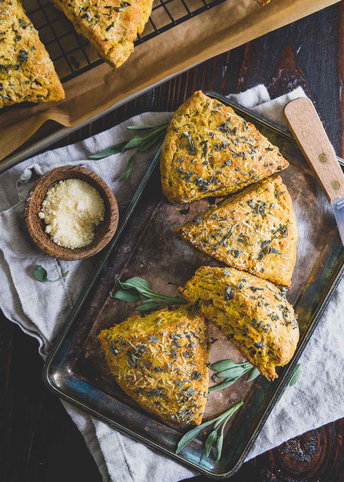 Savory pumpkin scones make a great addition to your Thanksgiving holiday menu.