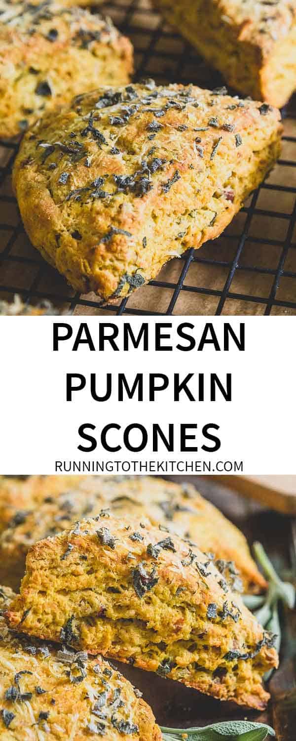 Small batch, easy to make parmesan pumpkin scones are filled with fresh herbs, nuts and seeds.