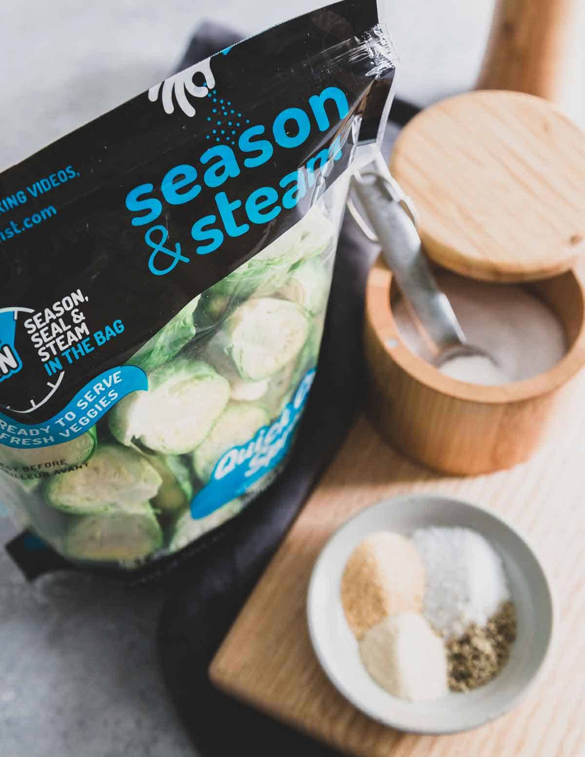 Ocean Mist Farms season and steam bags make it easy to cook these Brussels sprouts in minutes in the microwave.