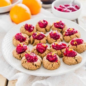 cranberry orange thumbprint almond pulp cookies