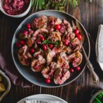 Cranberry pesto stuffed lamb.
