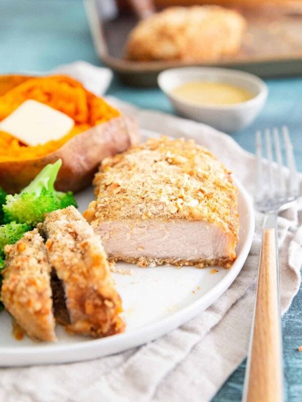 pretzel crusted baked pork chops