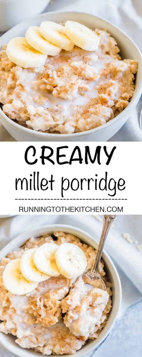 Millet porridge is an easy breakfast recipe and a hearty, comforting start to the day. Naturally gluten-free, easily made in the slow cooker and great for meal prepping for the week. #millet #milletbreakfast #milletporridge