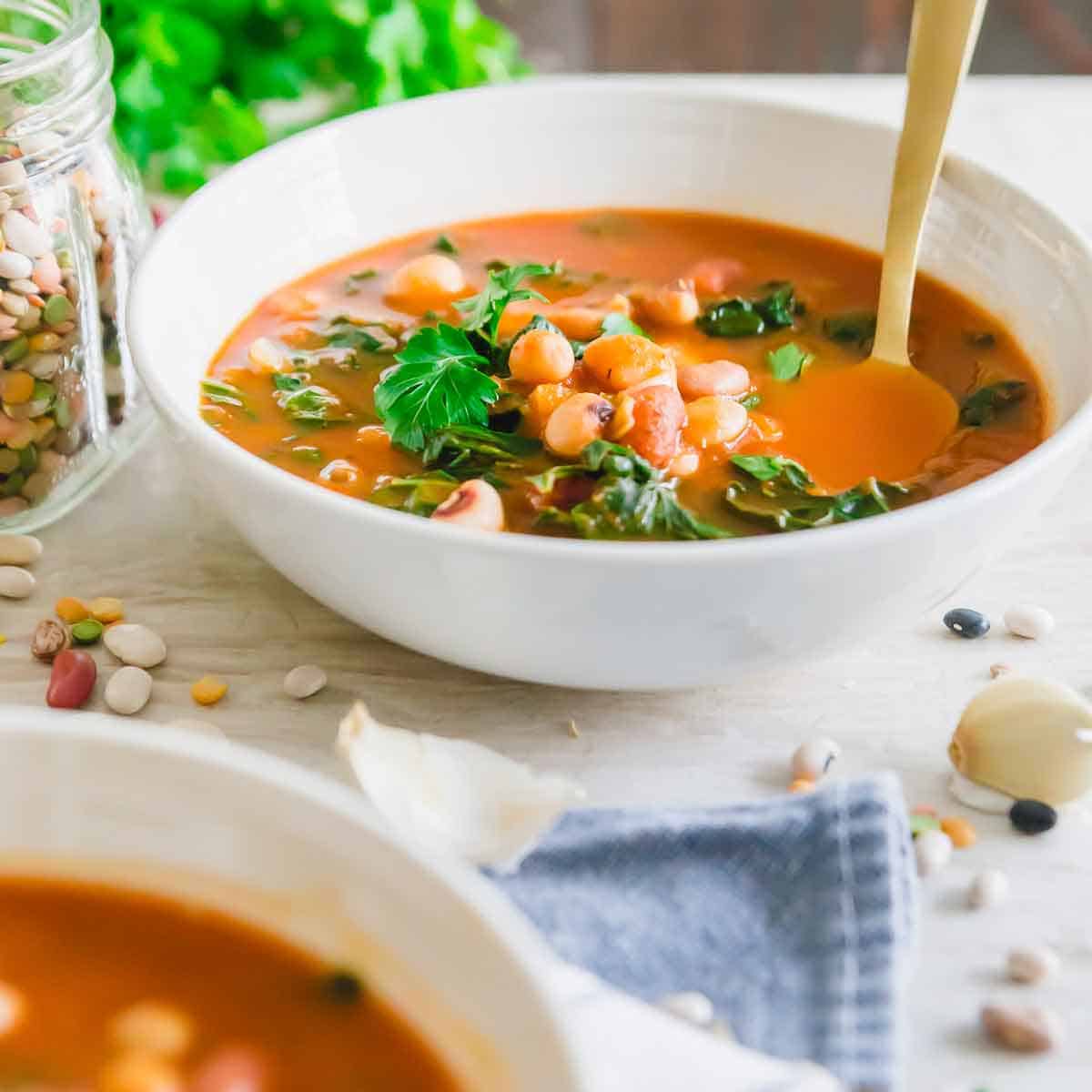 Hearty tomato based pressure cooker bean soup