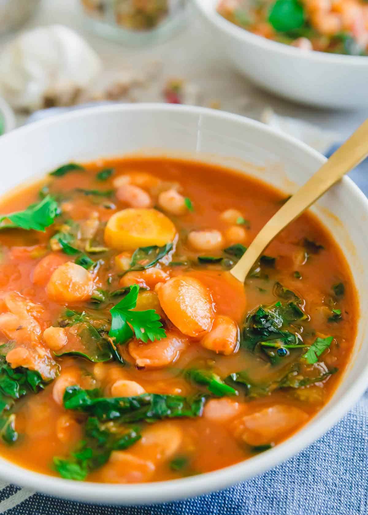 Easy Instant Pot bean soup recipe made with a 13 bean and lentil blend.