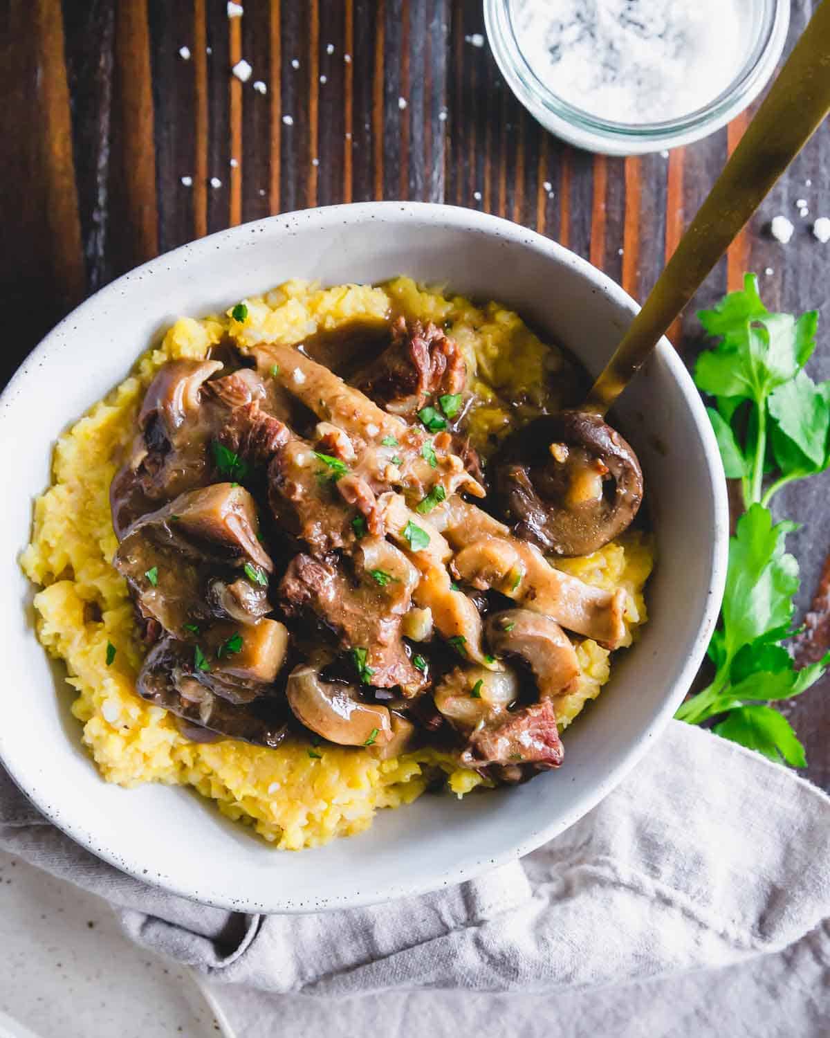 Beef mushroom stew is a stick to your bones type of winter recipe easily made in the Instant Pot