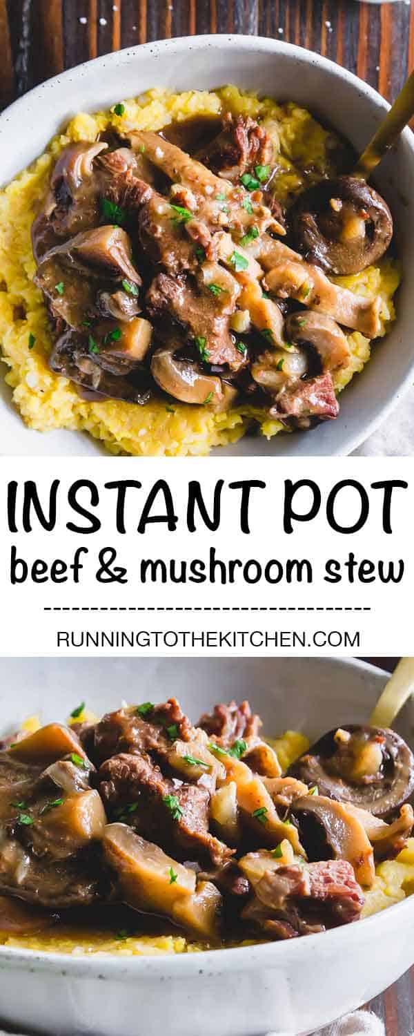 Try this easy Instant Pot beef and mushroom stew recipe this winter for a cozy, hearty and comforting winter meal. #beefstew #InstantPotbeefstew ##beefandmushroomstew