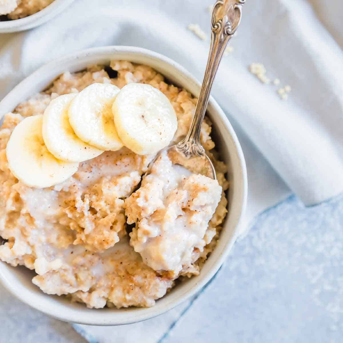 With cinnamon and vanilla, this creamy millet porridge is the perfect breakfast blank state to add your favorite toppings.