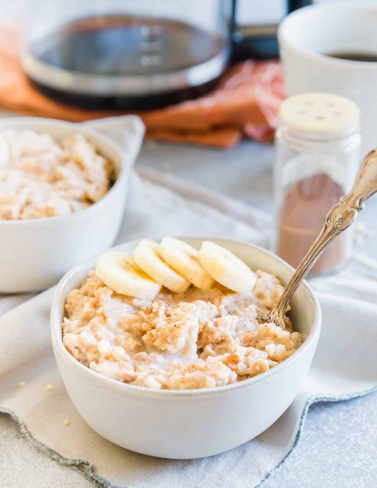 Naturally gluten-free millet makes a great breakfast bowl alternative to oatmeal for a creamy, hearty start to the day.