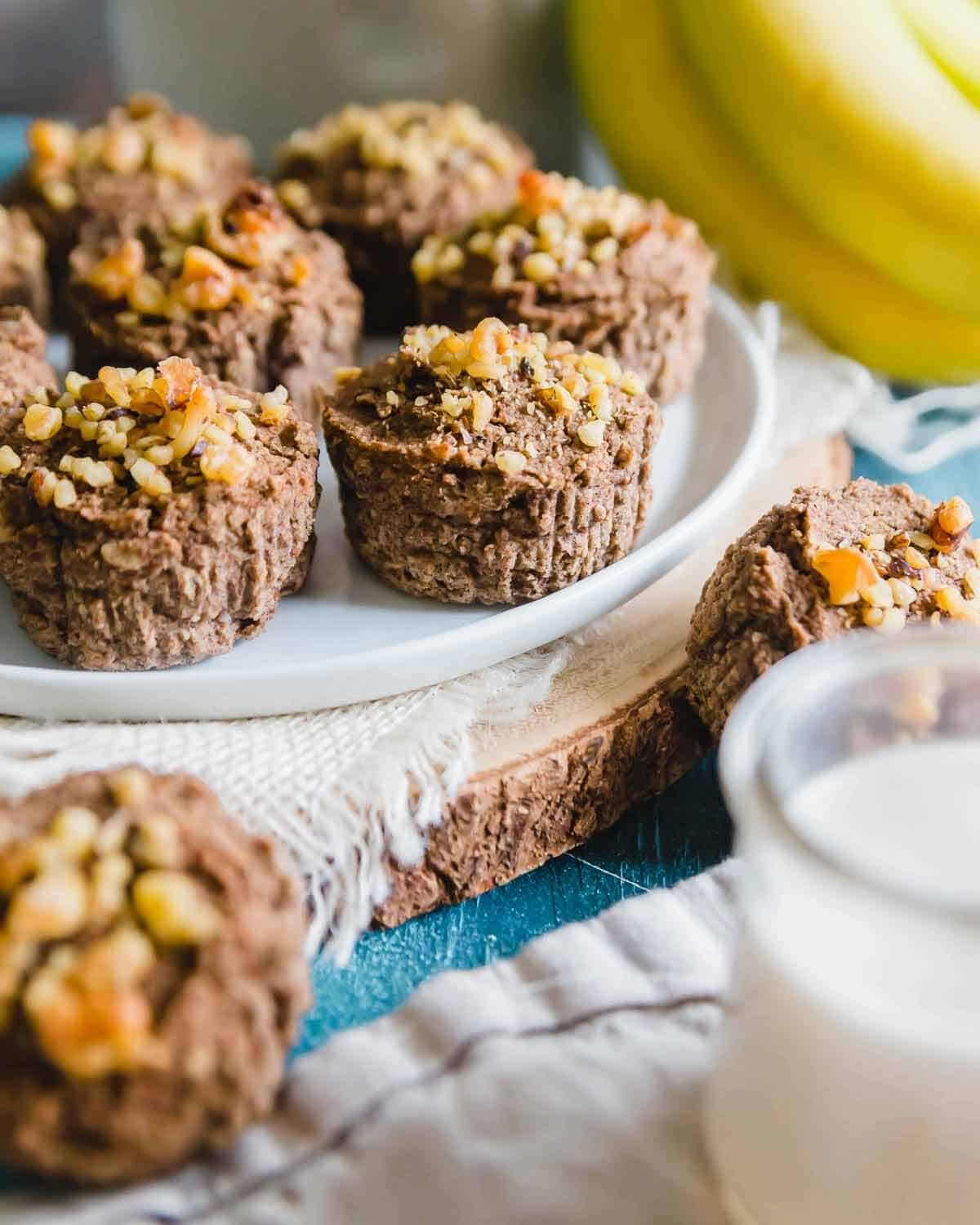 Banana nut muffins using leftover almond pulp as an ingredient
