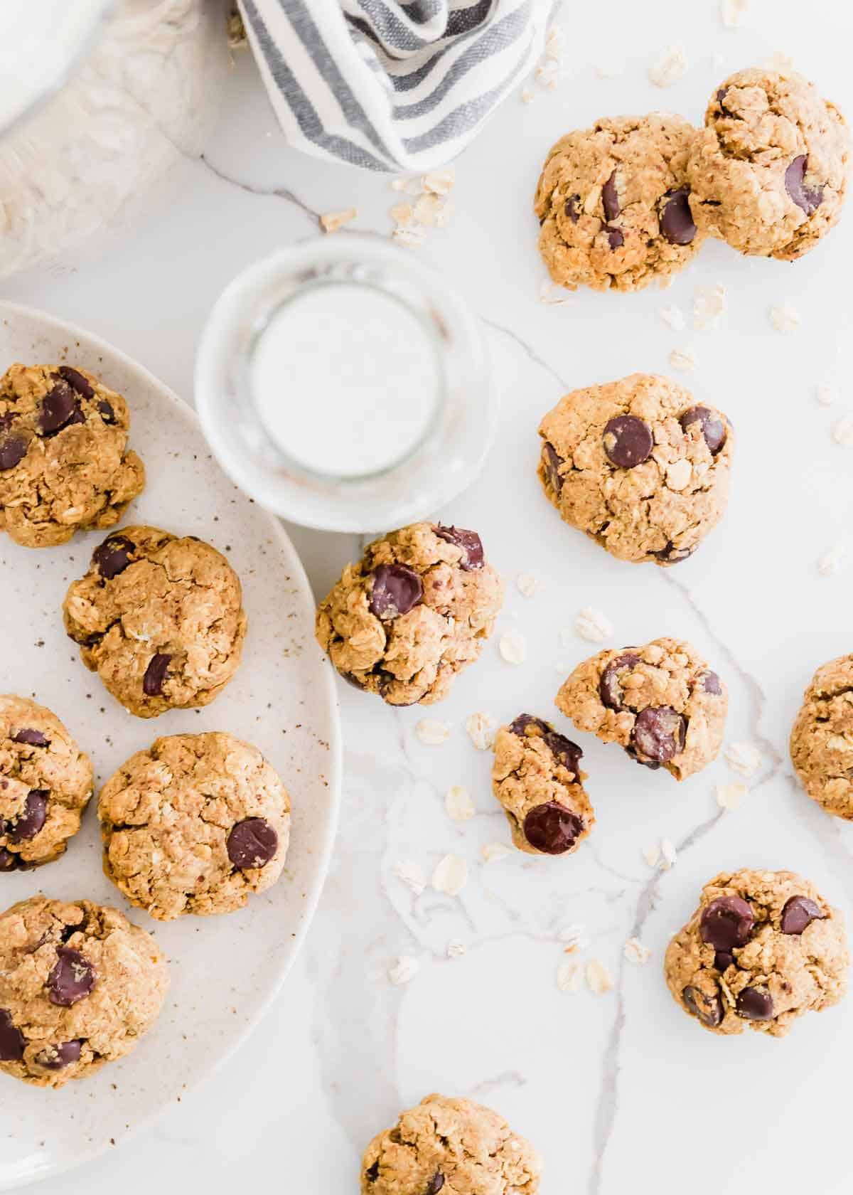 Easy oatmeal chocolate chip cookies that are vegan and gluten-free.