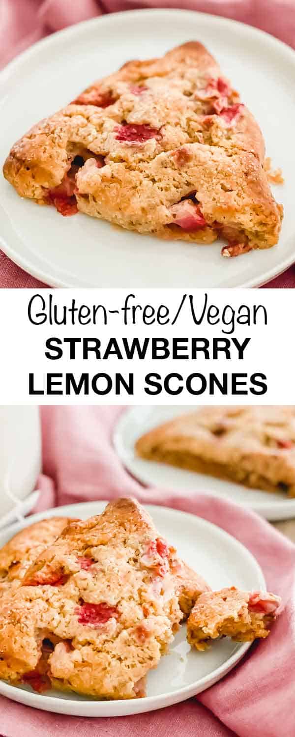 Enjoy these brightly flavored strawberry lemon scones this spring for breakfast, dessert or an afternoon snack. They're great with tea or coffee. Vegan/GF/Grain-free