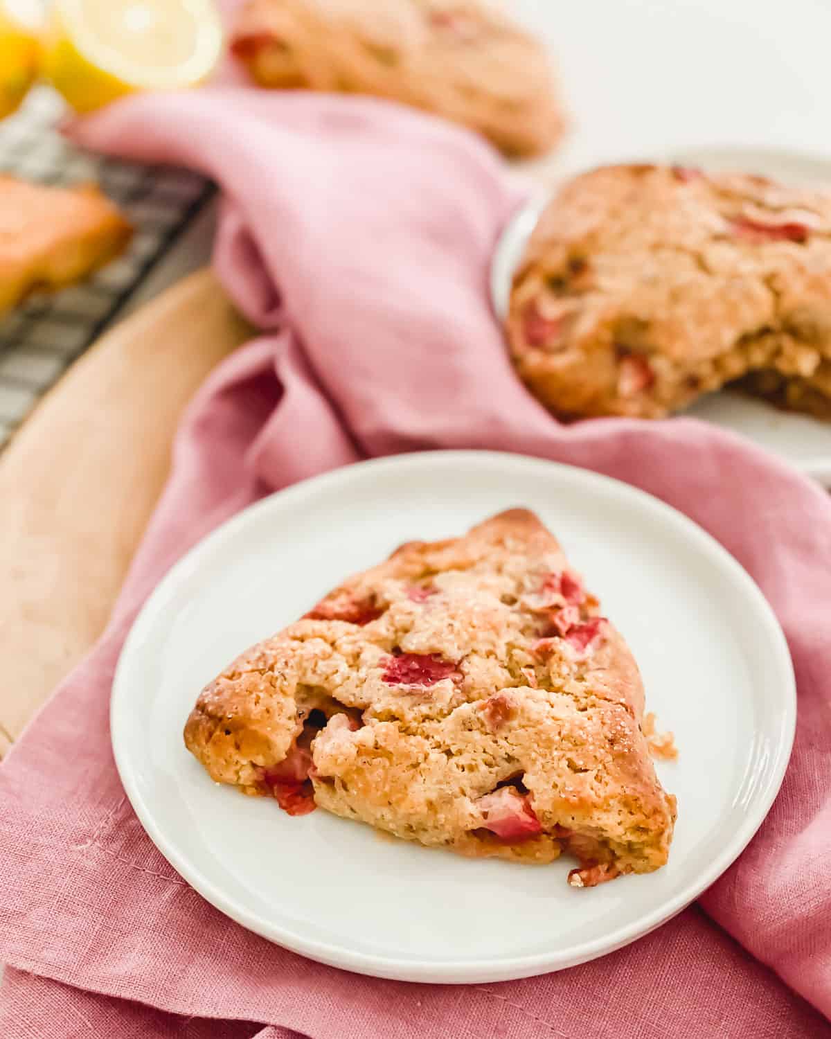 Enjoy these vegan gluten-free strawberry lemon scones for a tender, flaky and flavorful snack, breakfast or dessert.