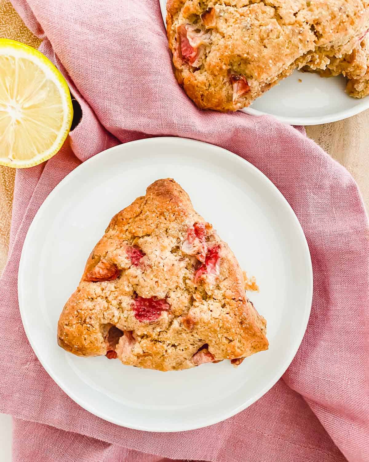 Gluten-free, vegan, grain-free strawberry lemon scones. Loaded with bright spring flavors with a tender, flaky crumb.