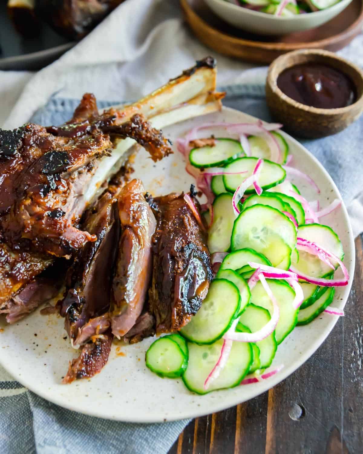 Give these easy BBQ lamb shanks a try this summer when you're looking for a great shareable meal that will have you licking your fingers! Baked low and slow then finished on the grill, they're perfect alongside your favorite summer salad.