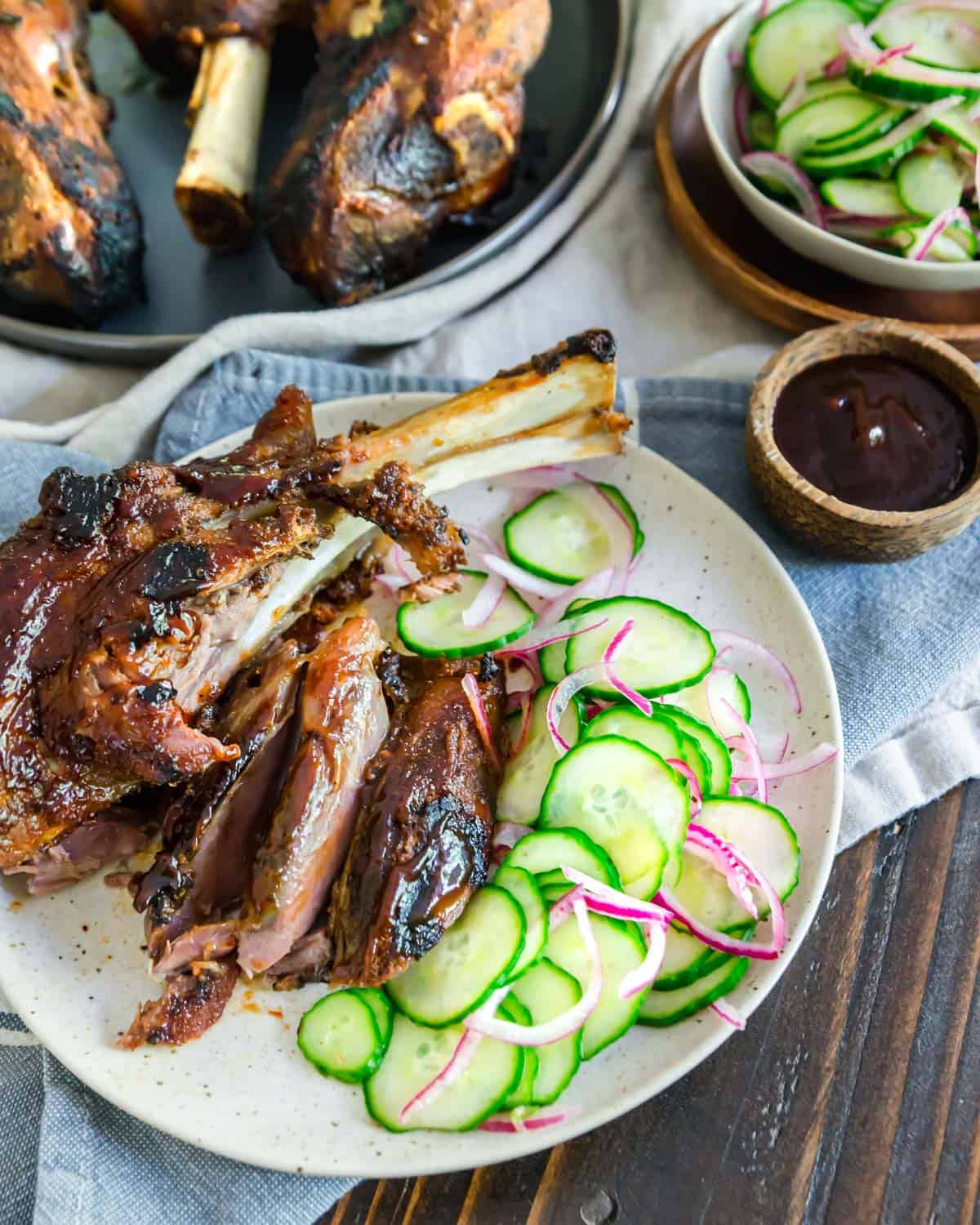 Fall off the bone tender, these BBQ lamb shanks are a delicious meaty summer meal.