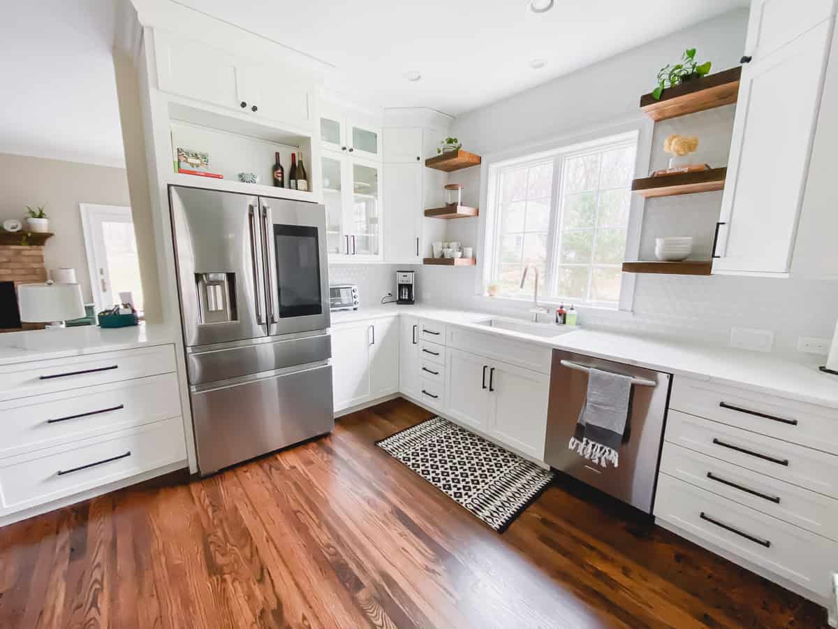 white Shiloh cabinets in kitchen remodel