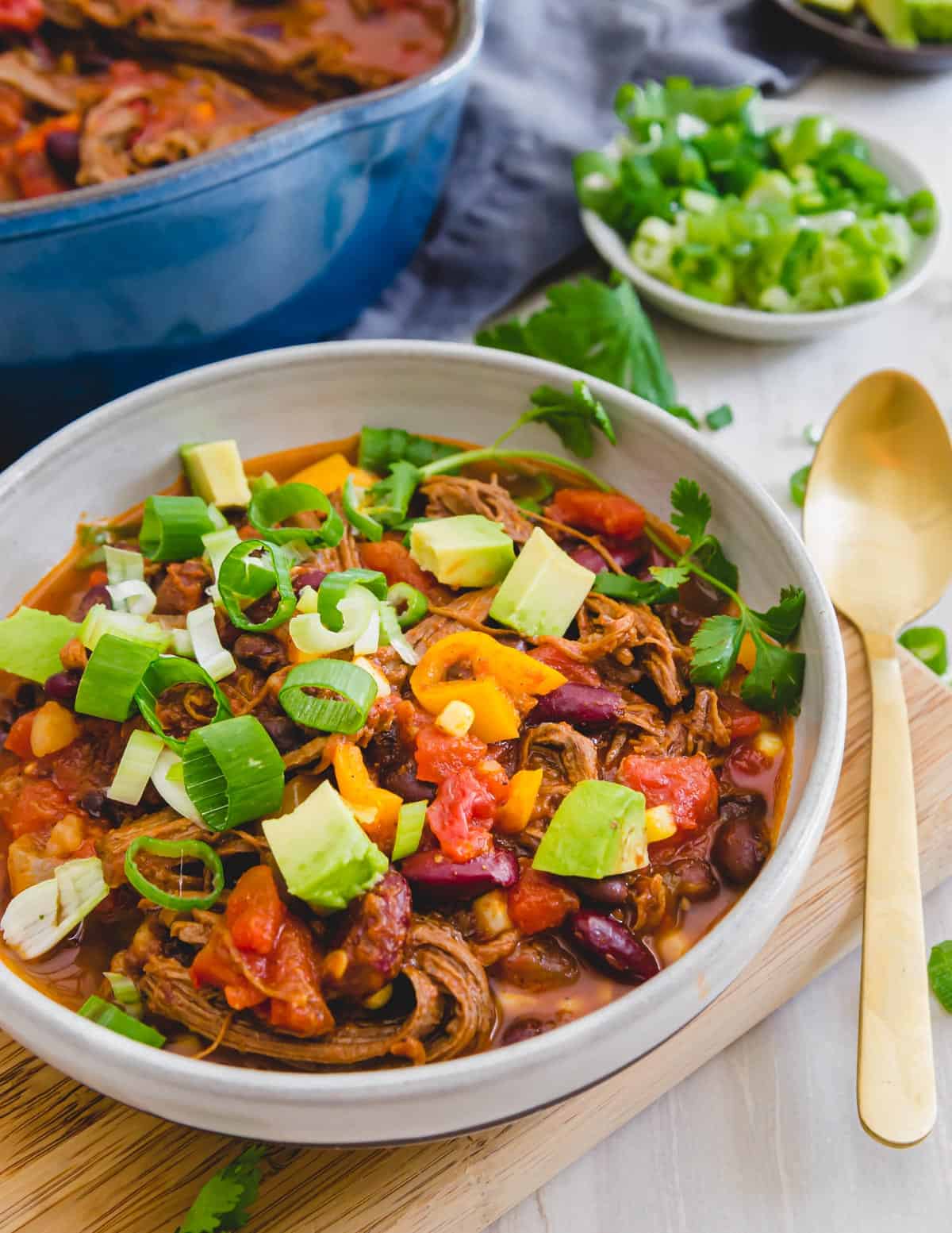 Leftover brisket makes this chili a hearty, stick to your ribs kind of meal to enjoy all season long.