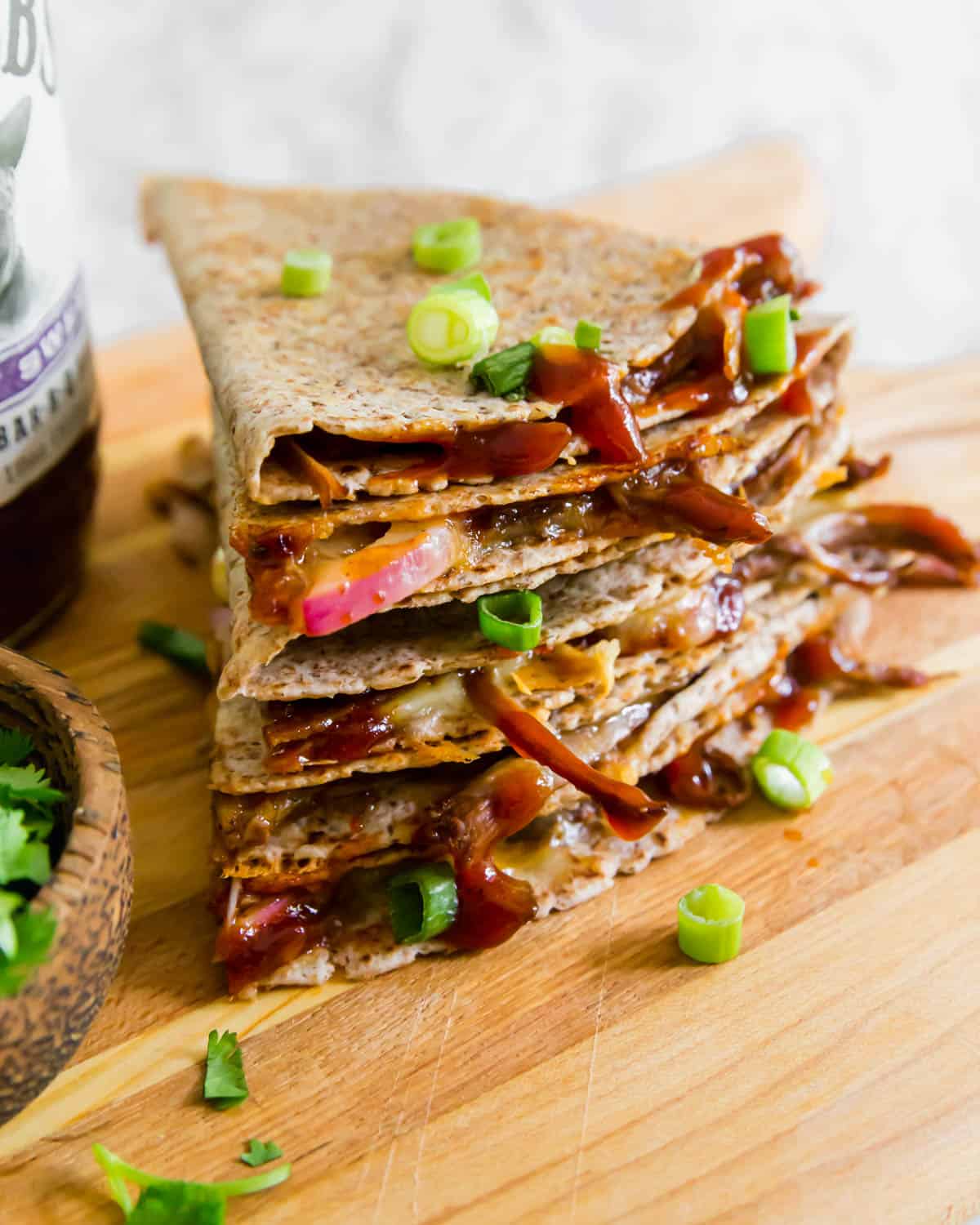 This brisket quesadilla with BBQ sauce and cheddar cheese is a quick and easy meal that's unbelievably delicious.