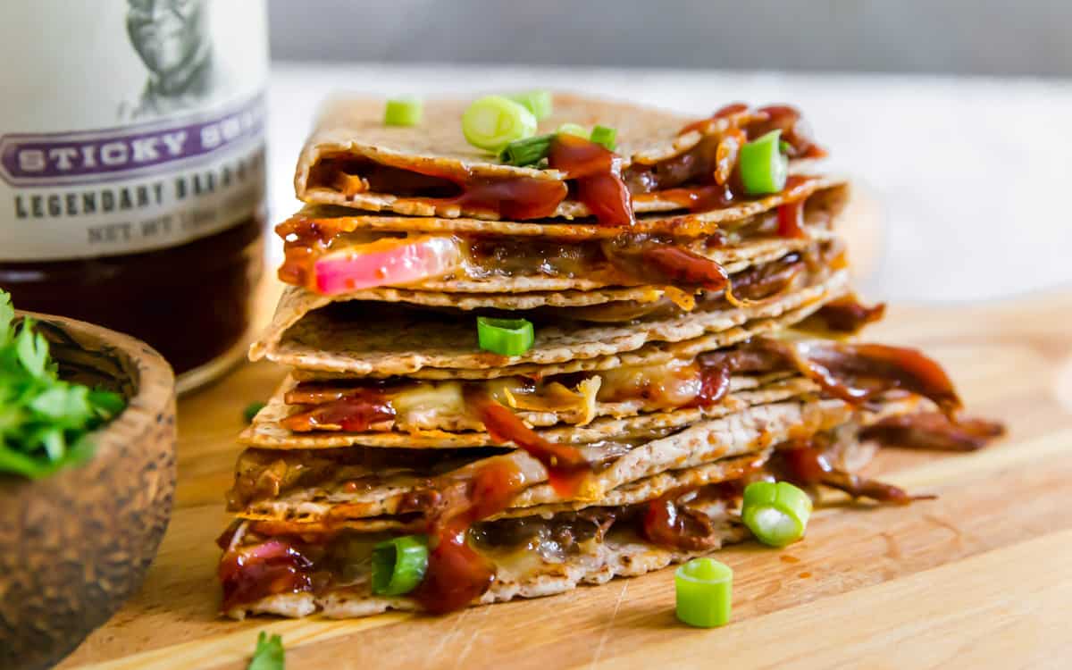 Shred leftover brisket and make a simple quesadilla with it for an easy, finger-licking meal.