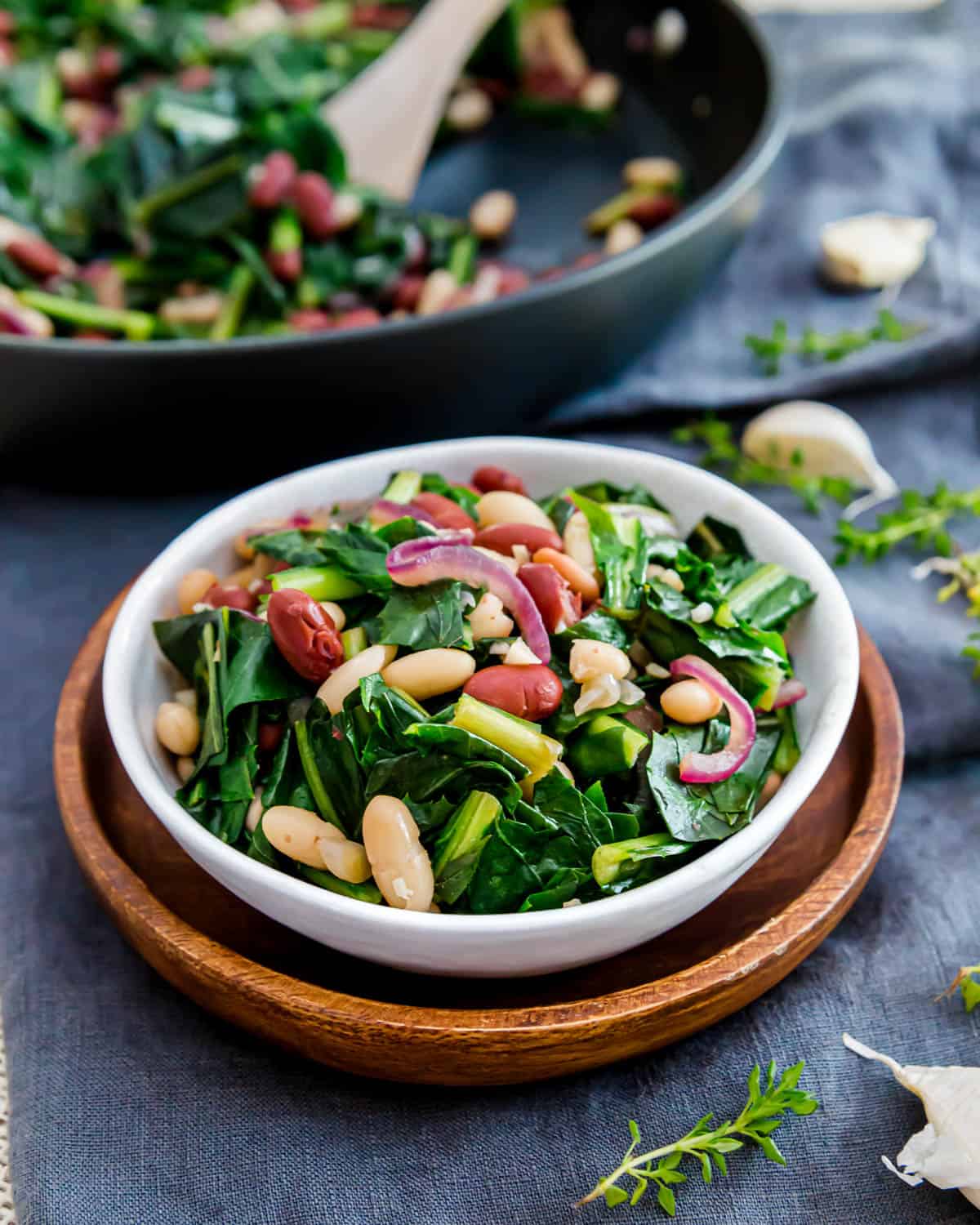 An easy recipe for sautéed dandelion greens with cannellini and kidney beans makes a simple vegetarian meal that's ready in under 30 minutes.