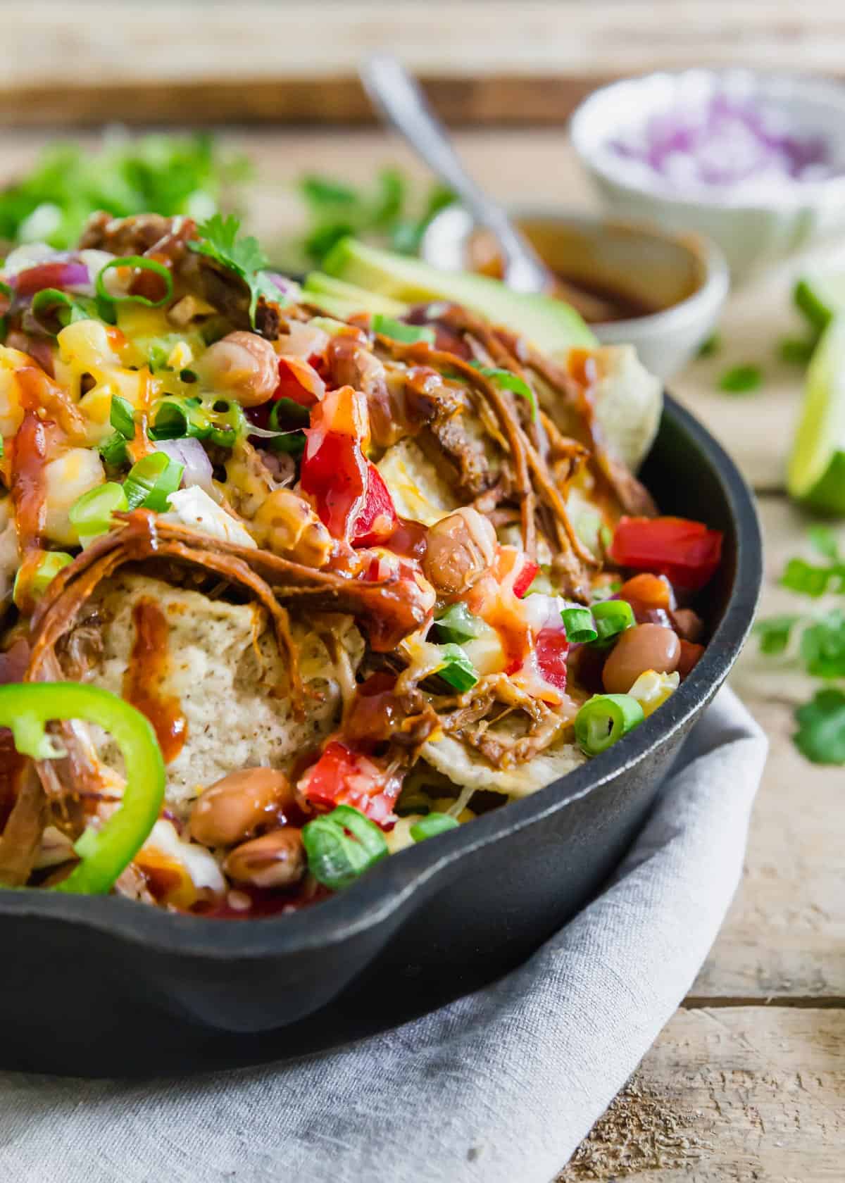 Grab some tortilla chips, some leftover brisket and your favorite toppings to create these easy brisket nachos.