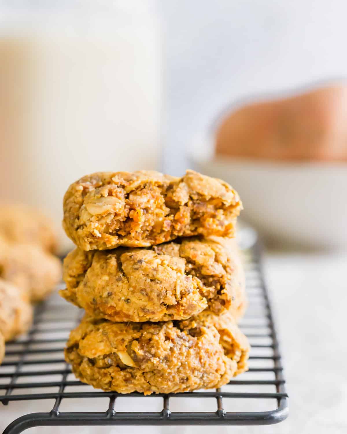 This easy sweet potato cookie recipe is made with mashed sweet potato, oats and almond flour. They're soft, chewy, filled with fall spices, just slightly sweet and naturally gluten-free and vegan! 