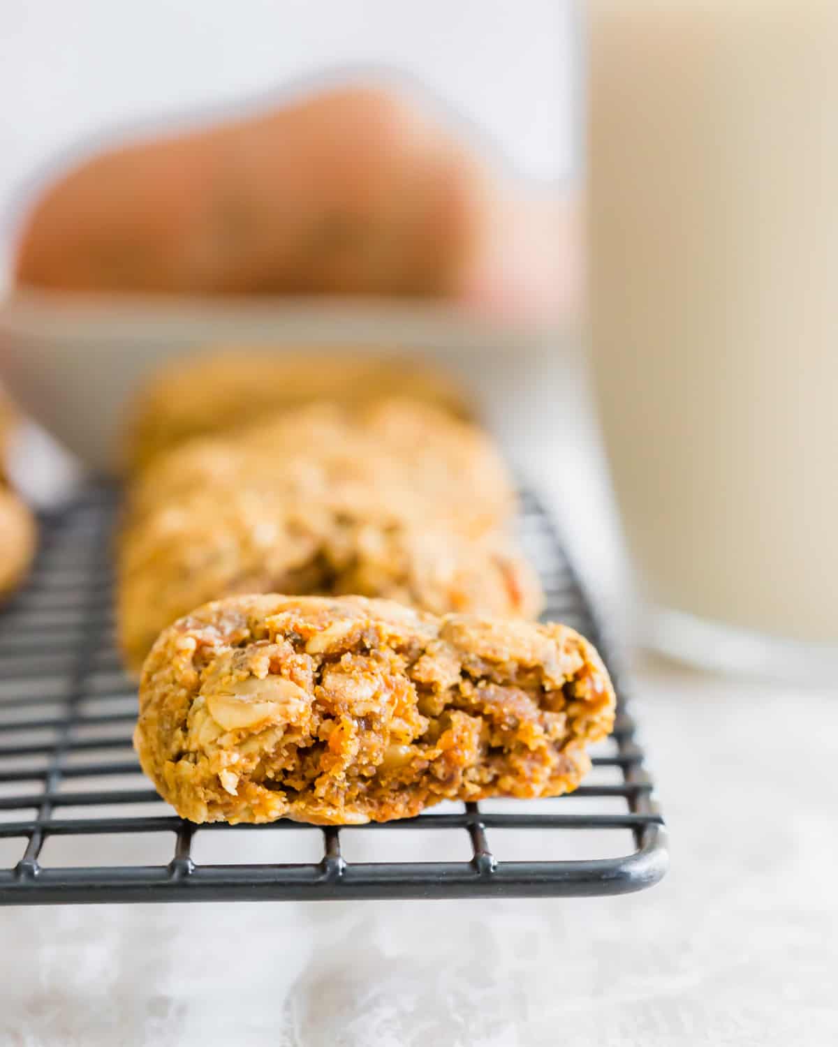 gluten-free and vegan sweet potato cookies made with rolled oats, almond flour and fall spices