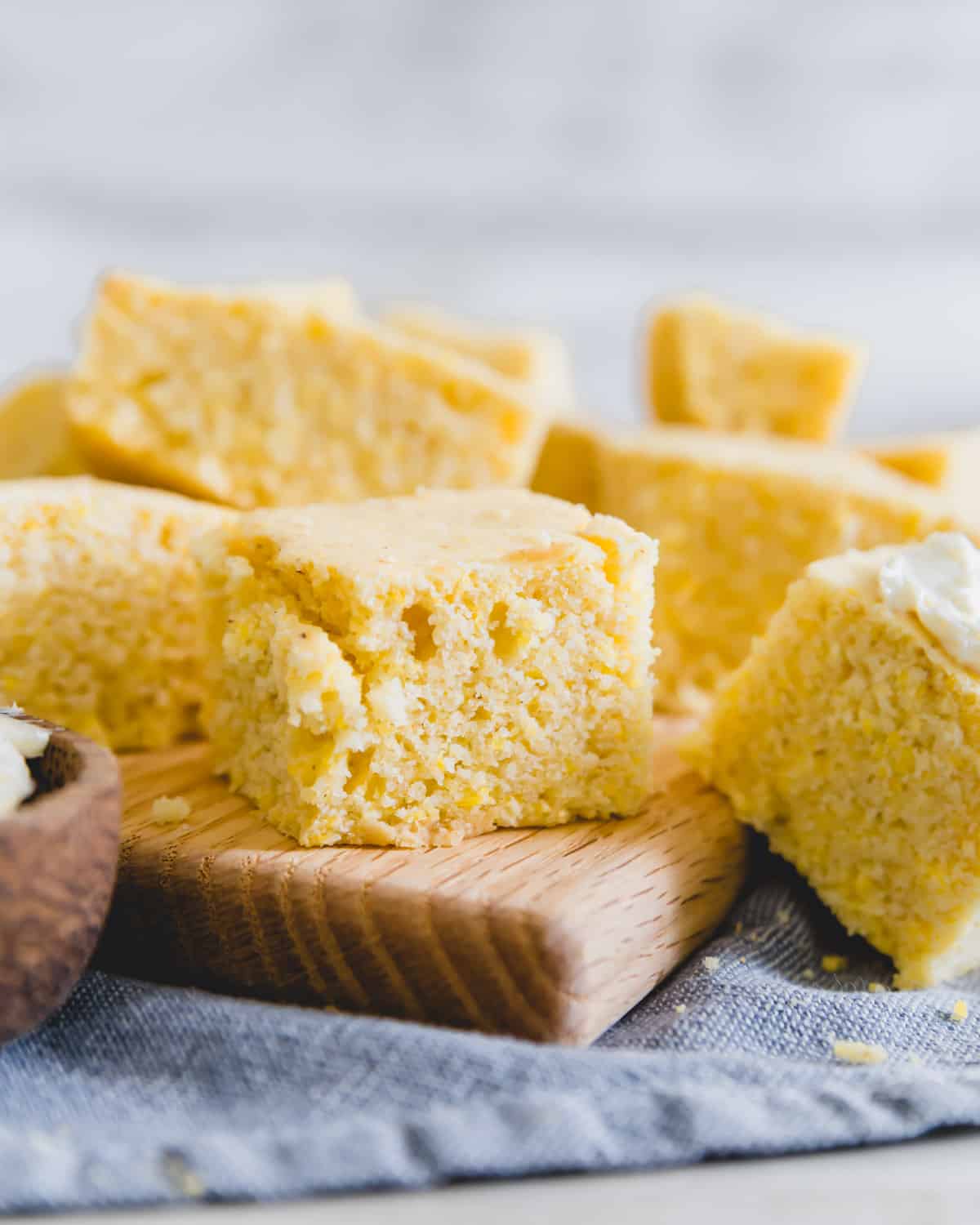 A simple and tender cornbread recipe that is vegan and gluten-free