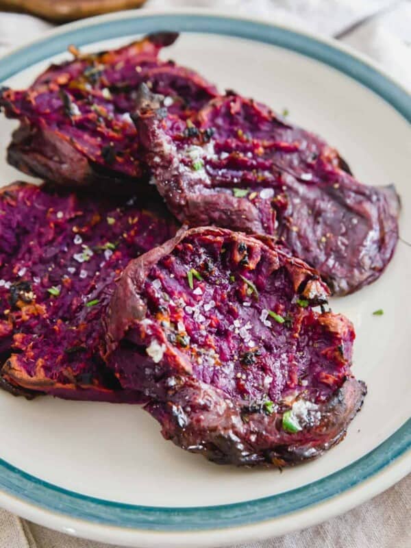 Roasted purple Stokes sweet potatoes