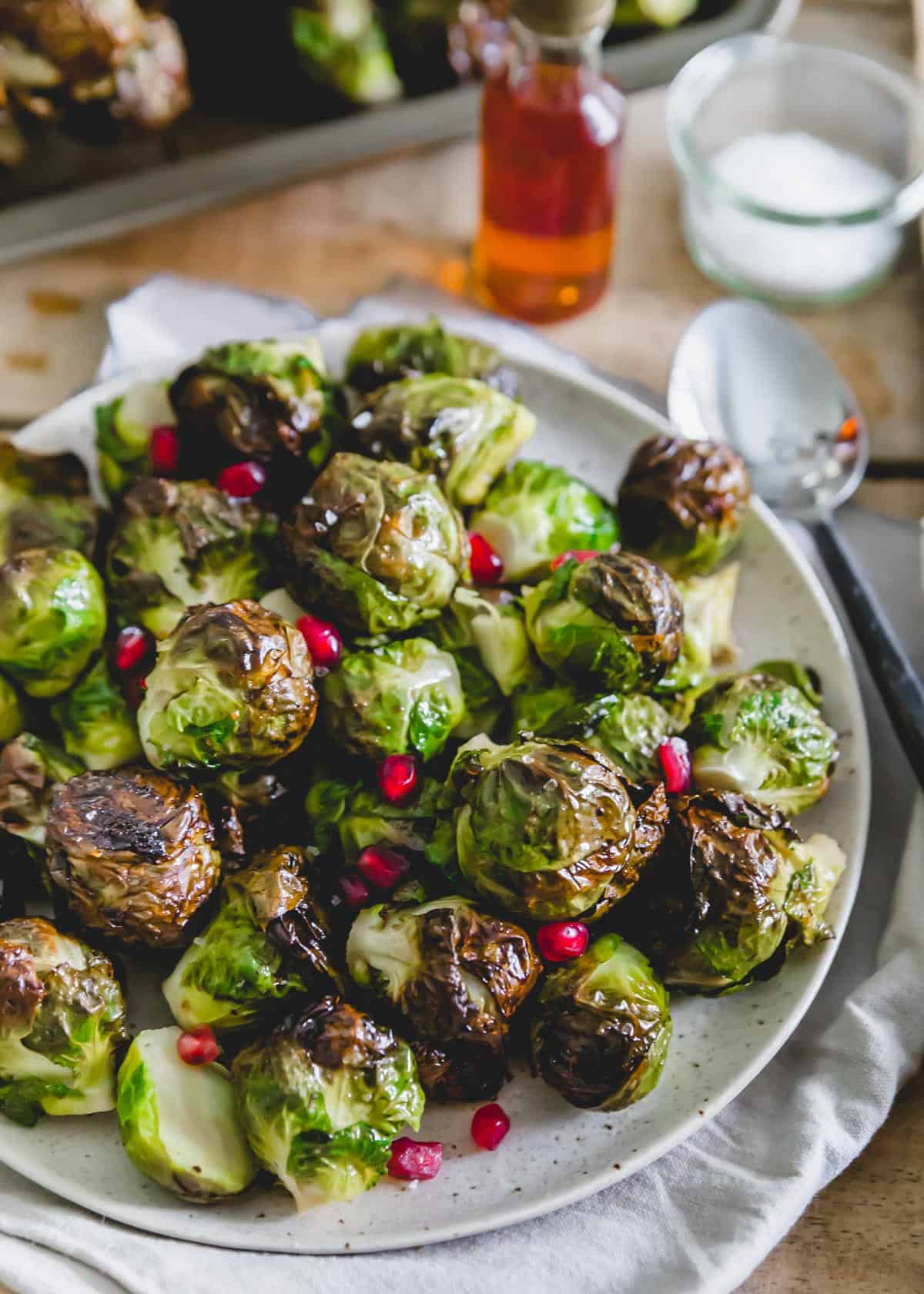 On the stalk maple roasted Brussels sprouts side dish.