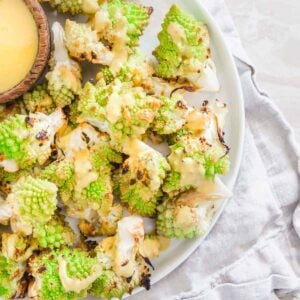 roasted romanesco with tahini sauce