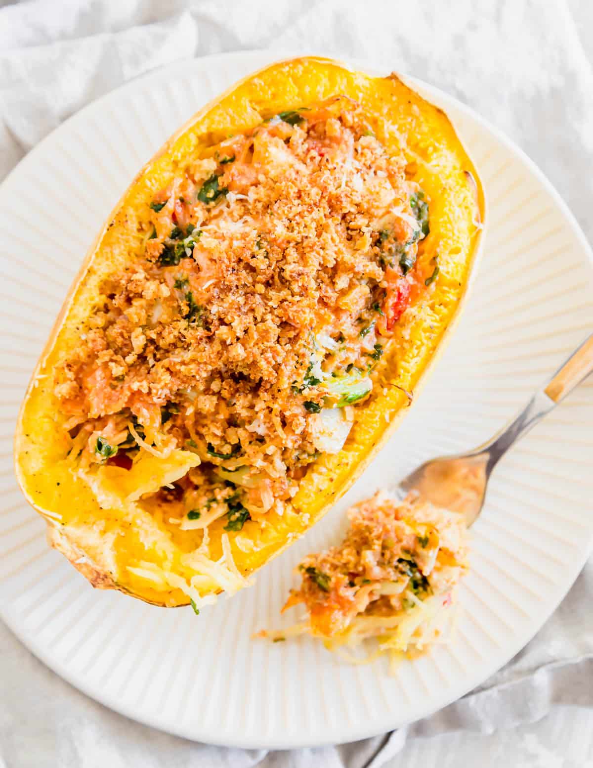 Vegetarian and gluten-free twice baked spaghetti squash is a decadent and comforting fall or winter meal