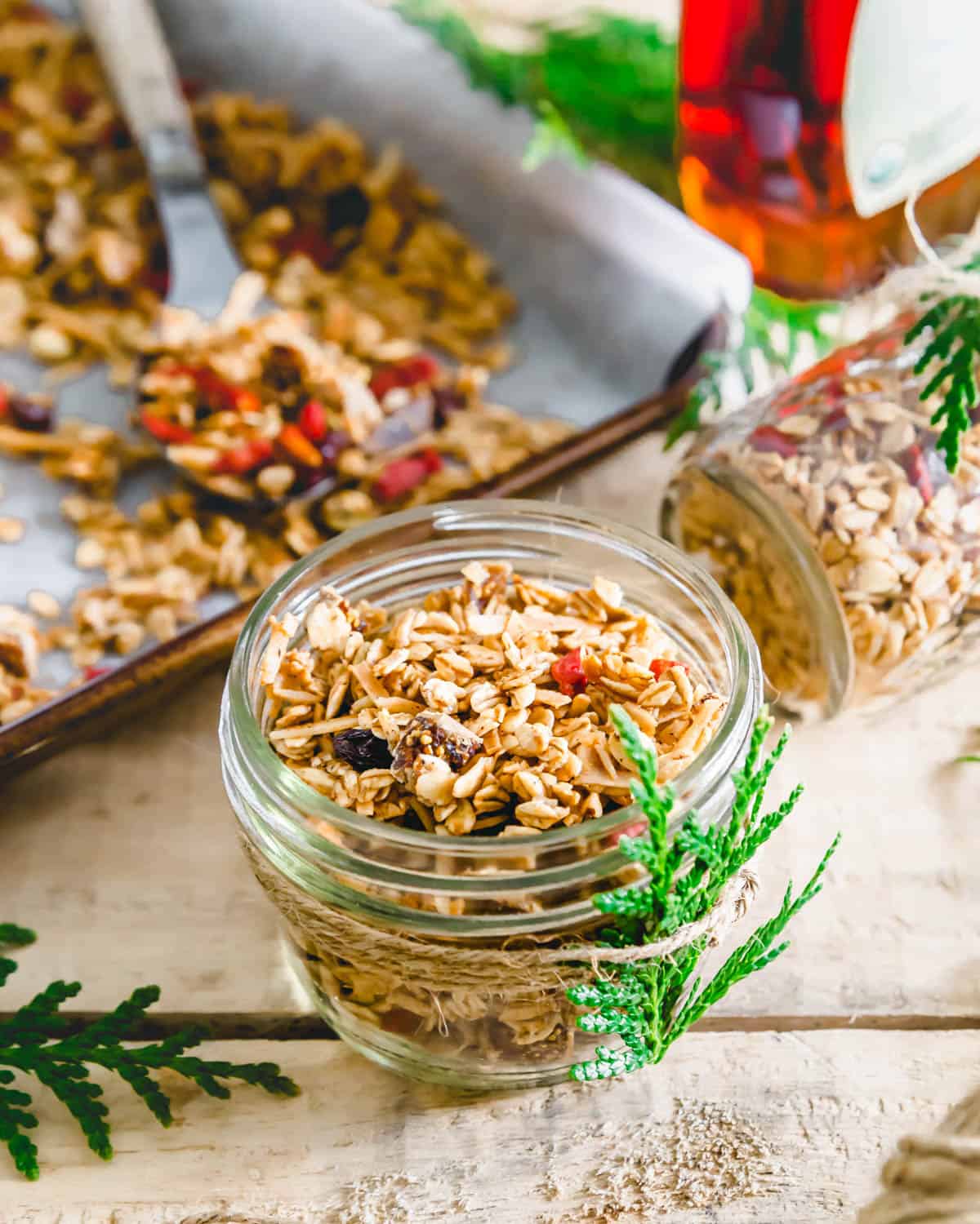 This easy homemade no nut granola is a great for sharing with friends and family as a holiday gift!